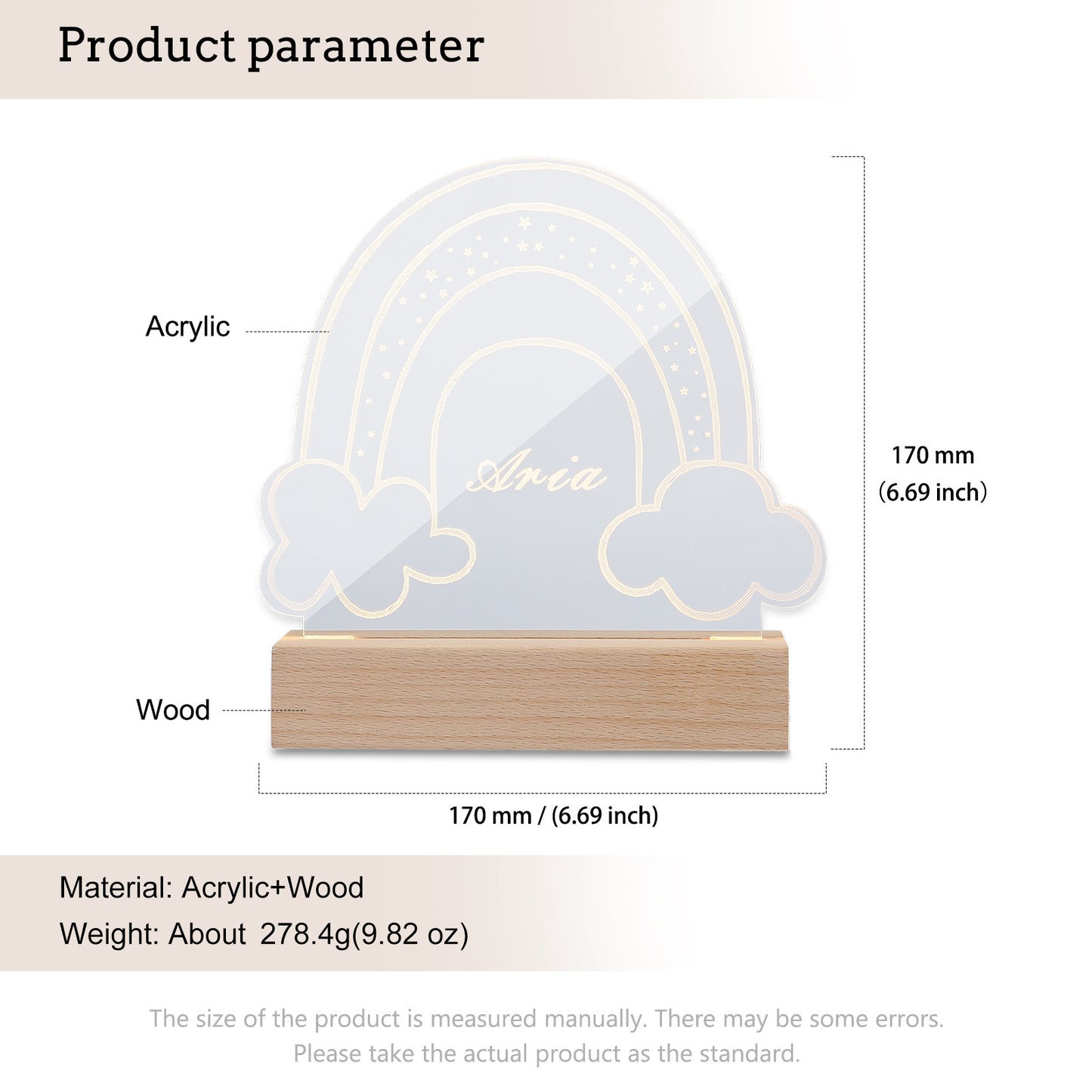 Personalised Rainbow Name Night Light