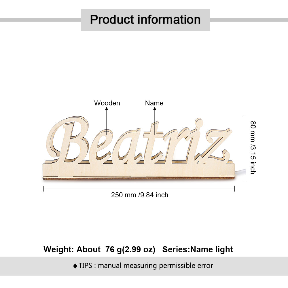 Personalised Wooden Name Light