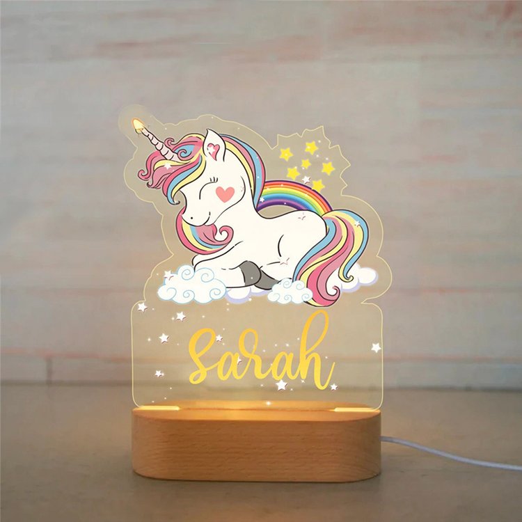 Personalised Rainbow Unicorn Name Night Light