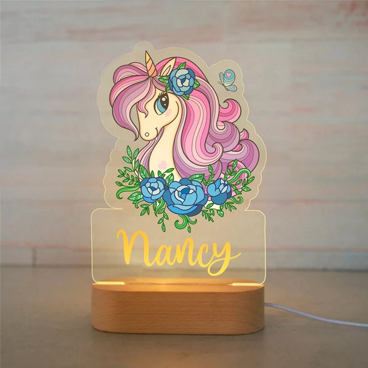 Personalised Unicorn Name Night Light
