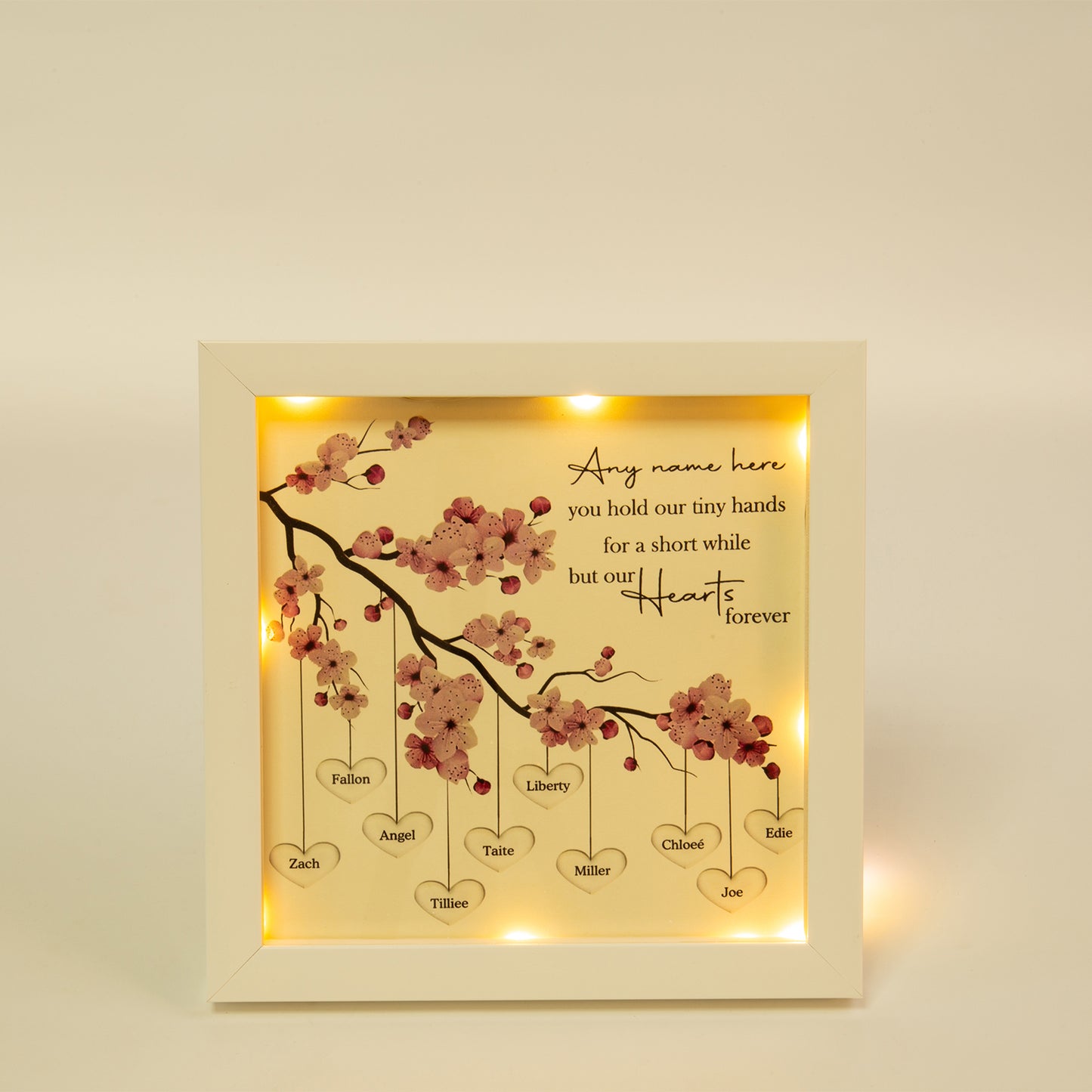 Personalised Cherry Blossom Names Led Lit Frame