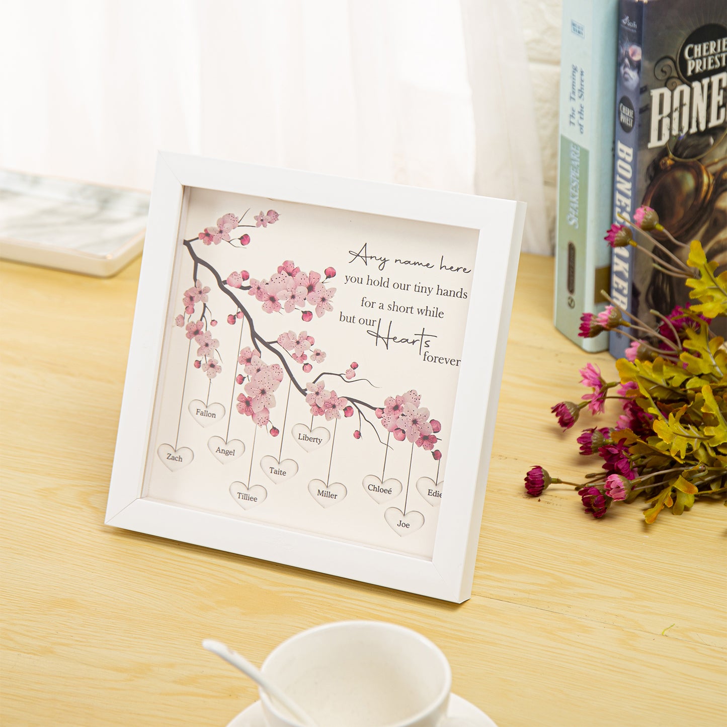 Personalised Cherry Blossom Names Led Lit Frame