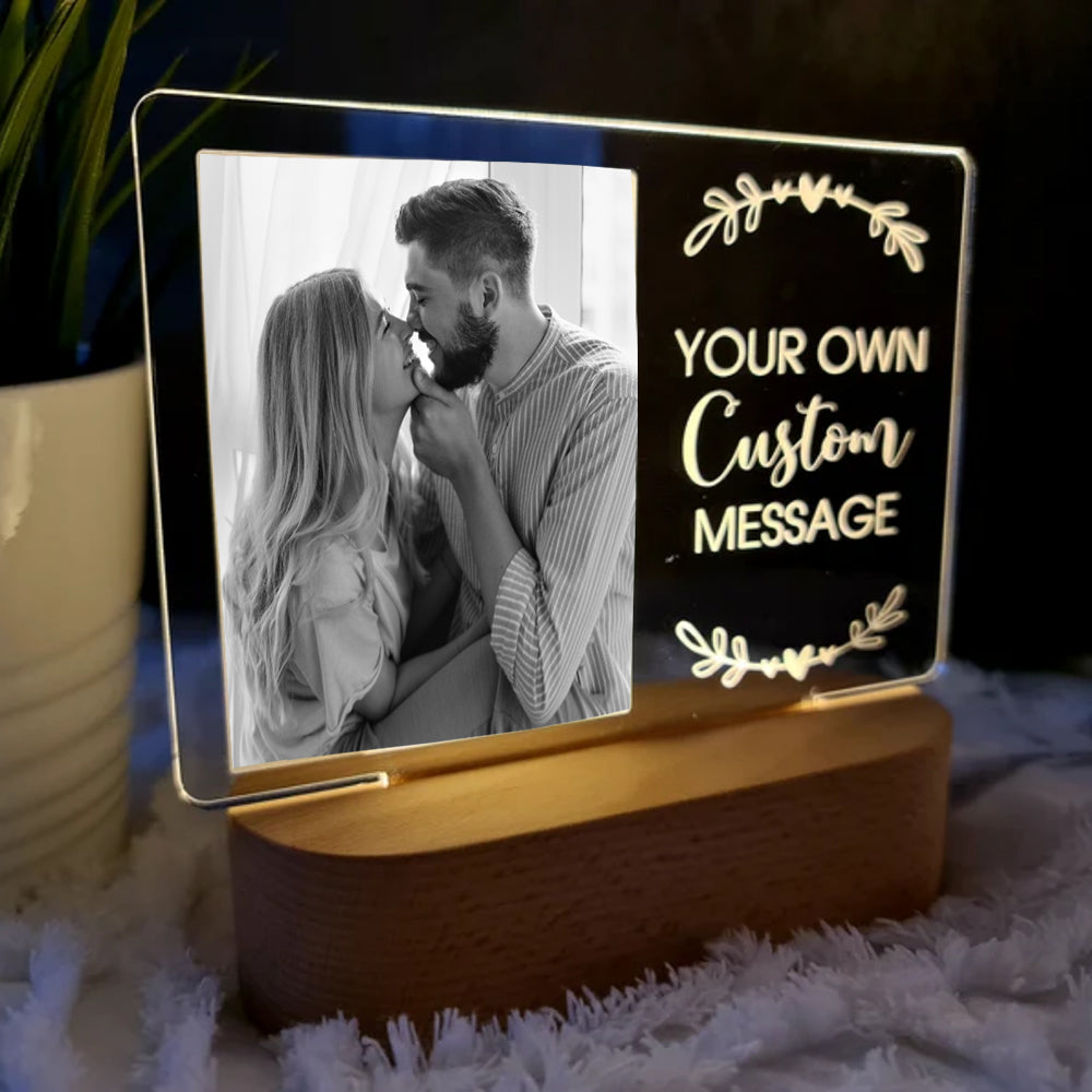Personalised Photo Night Light with Custom Message