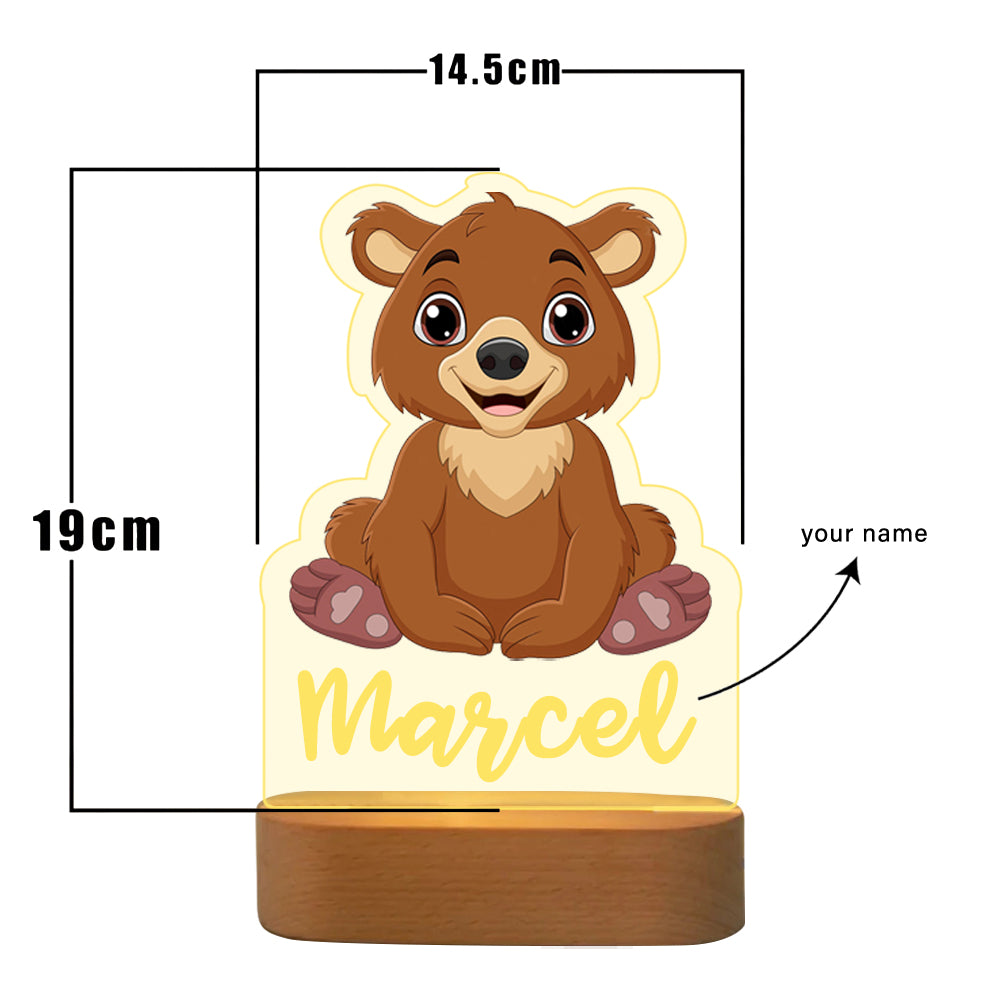 Personalised Baby Bear Name Night Light