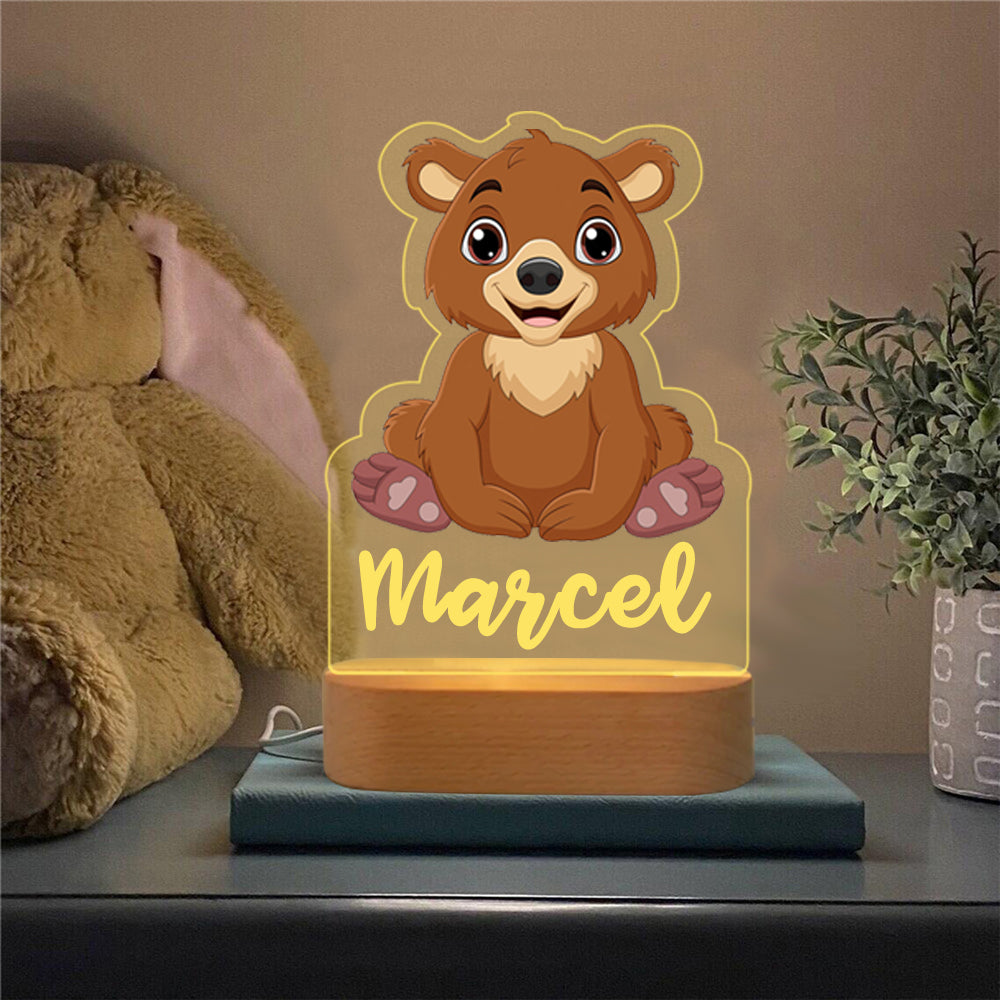 Personalised Baby Bear Name Night Light