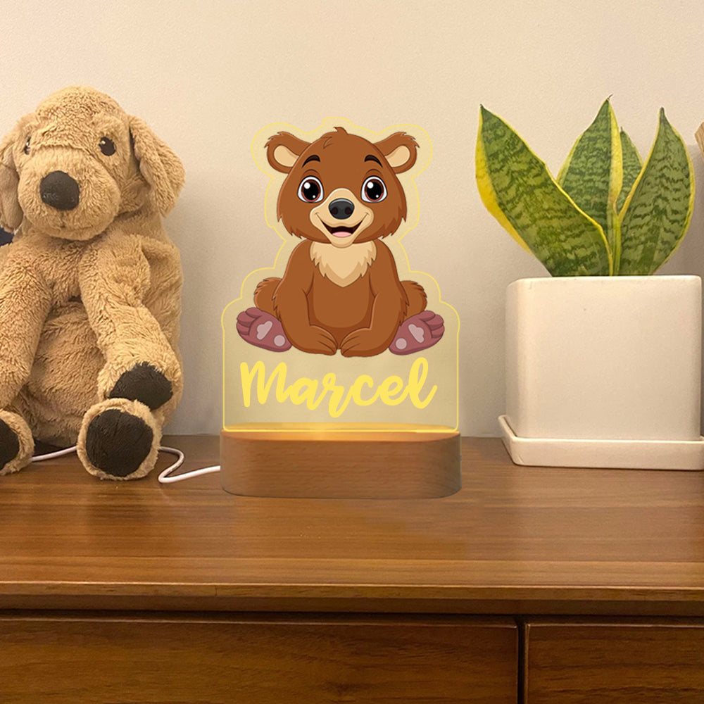 Personalised Baby Bear Name Night Light
