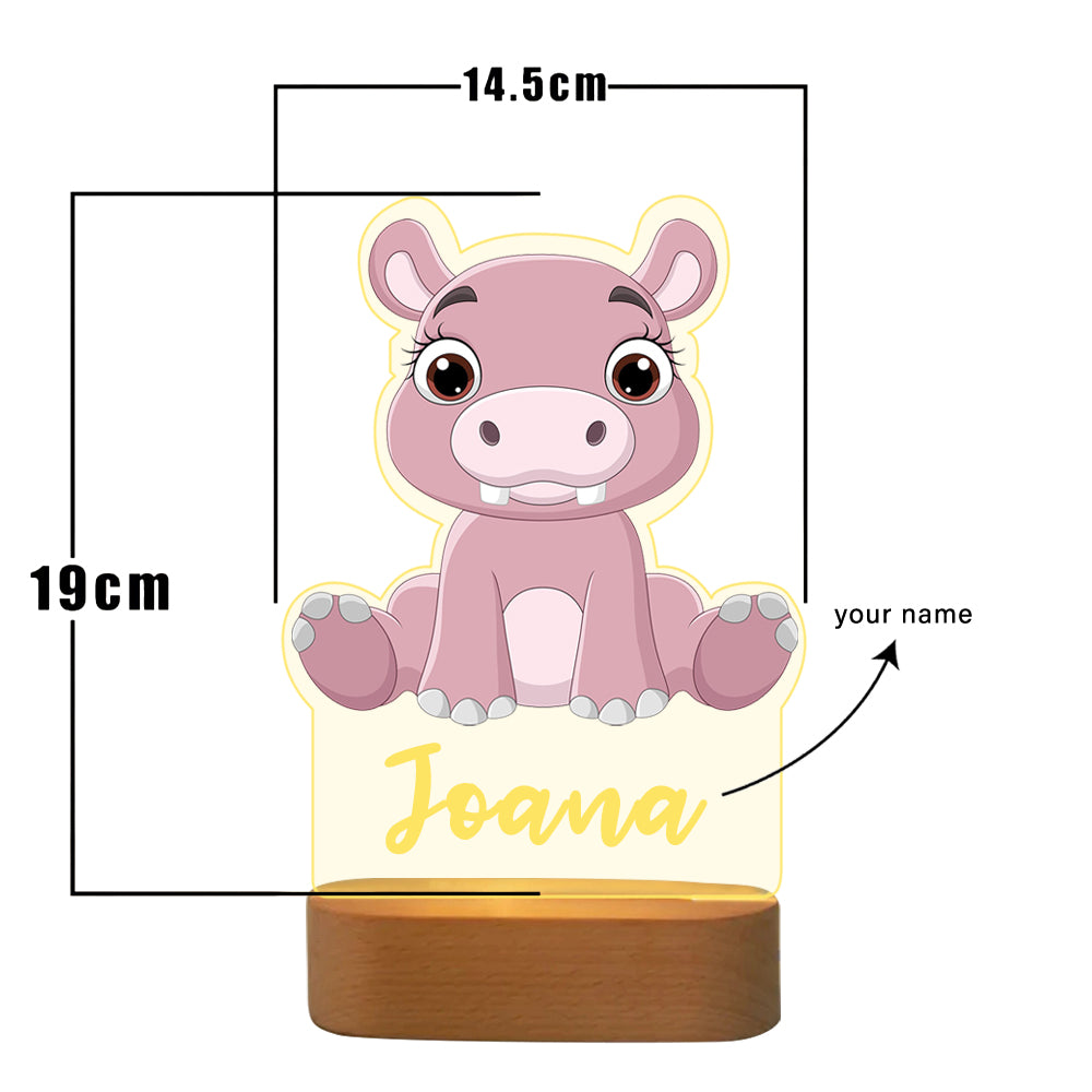 Personalised Baby Hippo Name Night Light