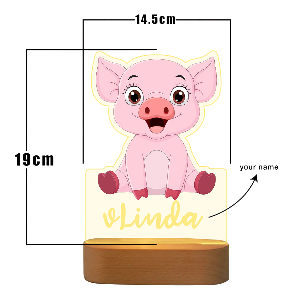 Personalised Baby Pig Name Night Light