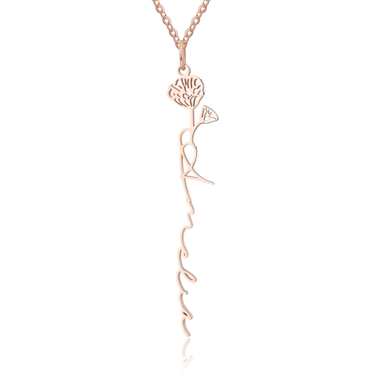 Personalised Birth Flower Name Necklace
