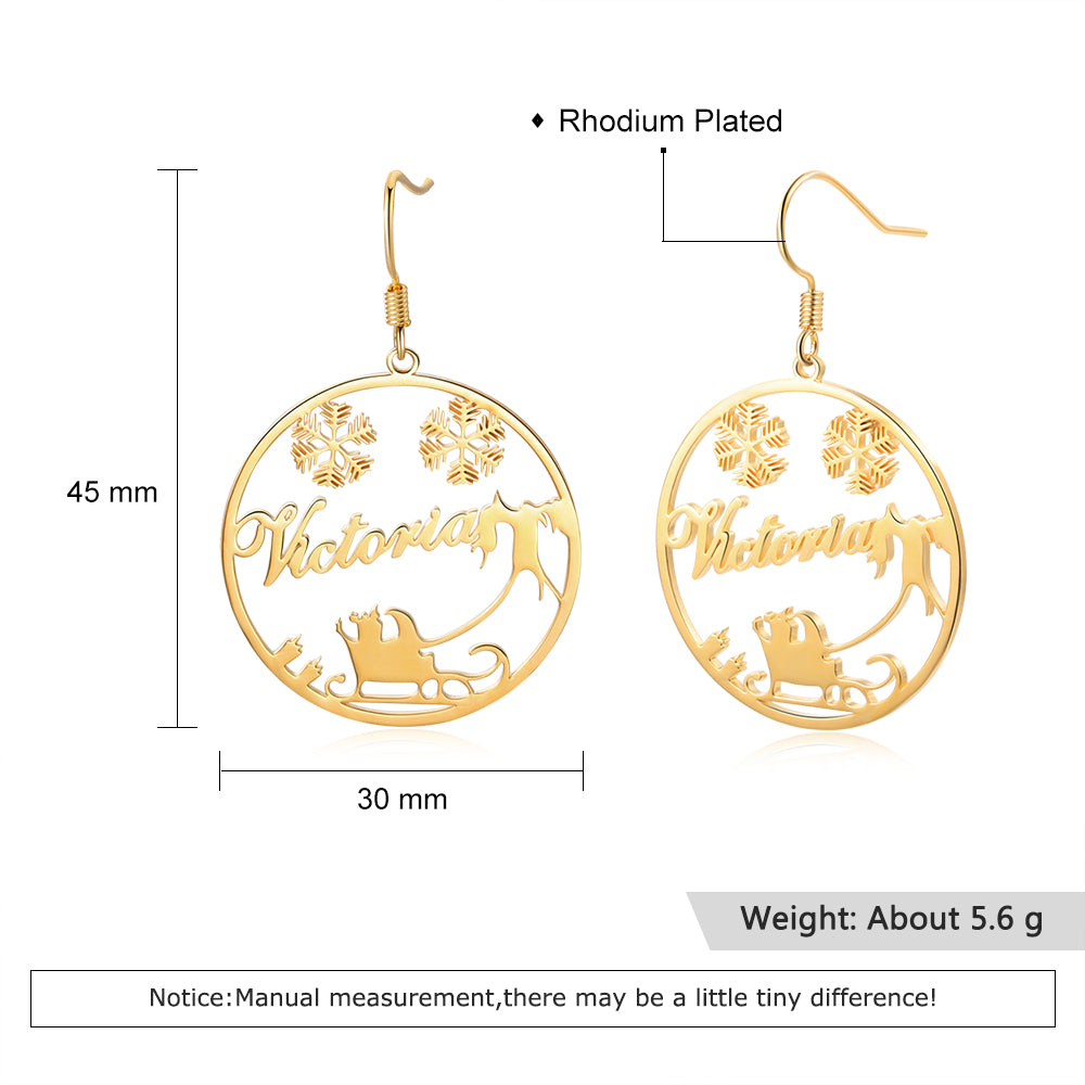 Personalised Santa Hoop Name Earrings