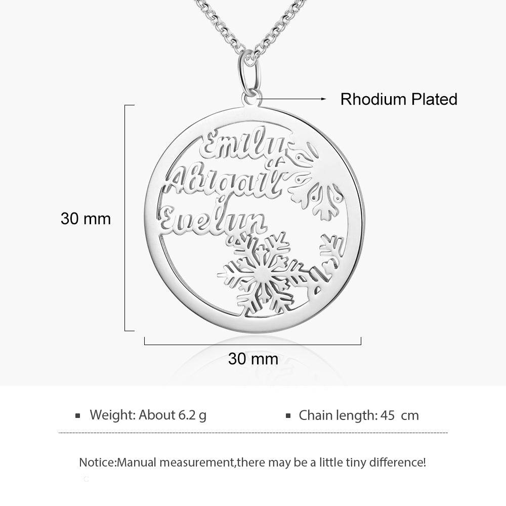 Personalised Christmas Snowflake Necklace 1-3 Names