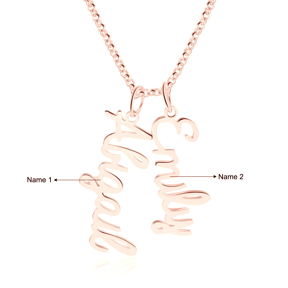 Personalised Vertical Two Script Names Necklace