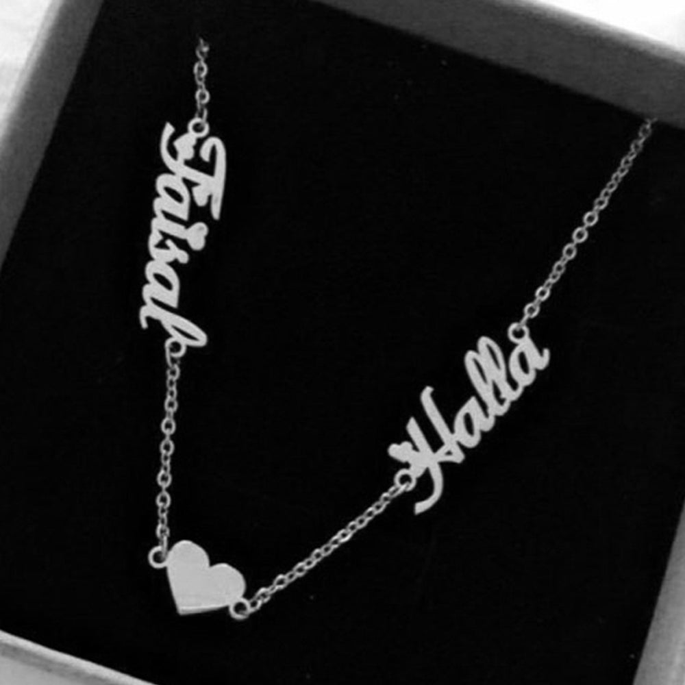 Two Names and Heart Personalised Necklace