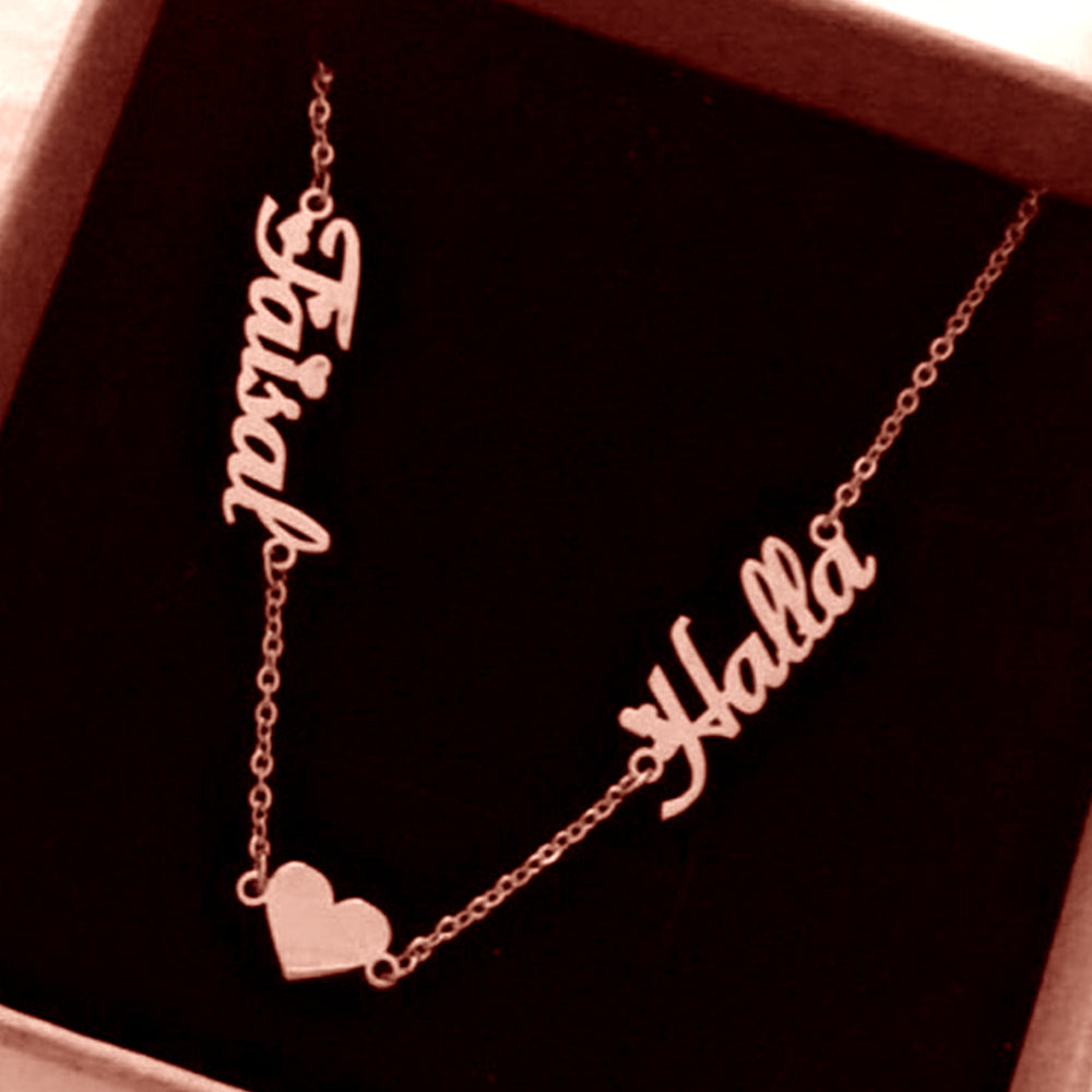 Two Names and Heart Personalised Necklace