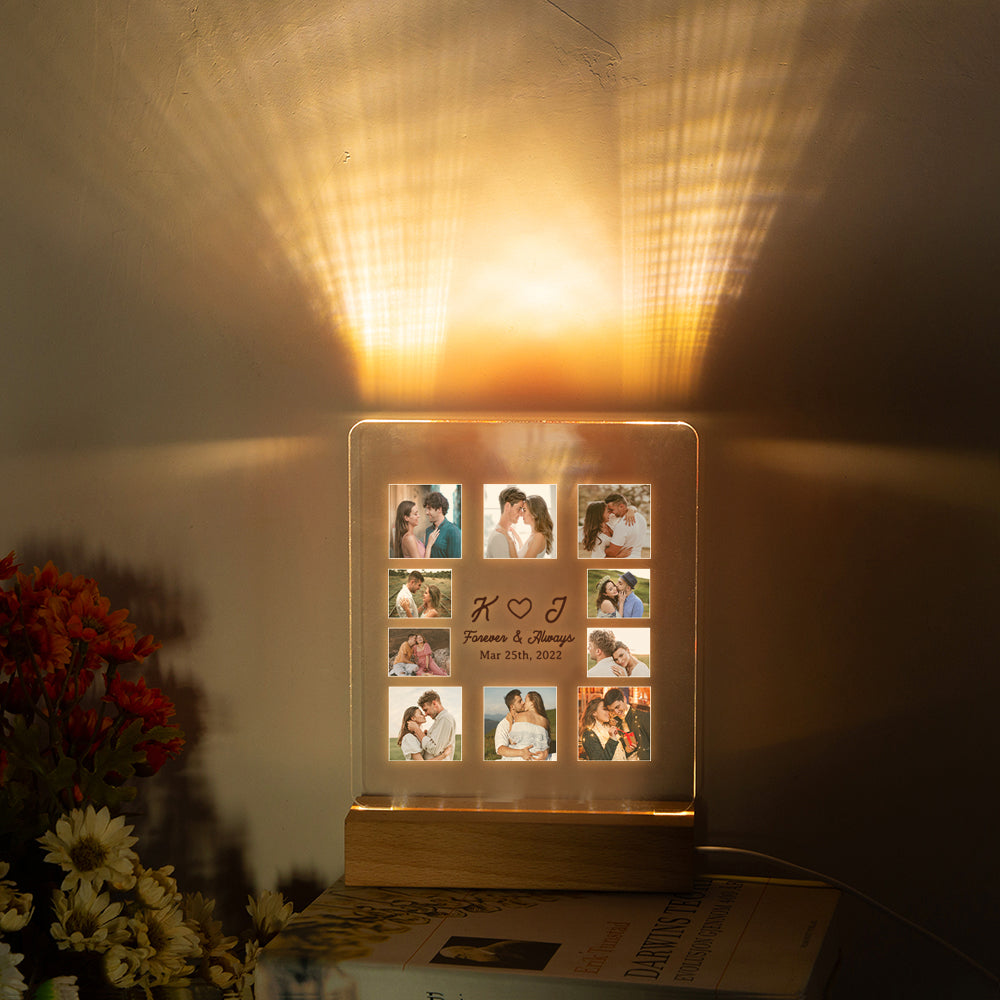 Personalised Couples Initials Photo Night Light