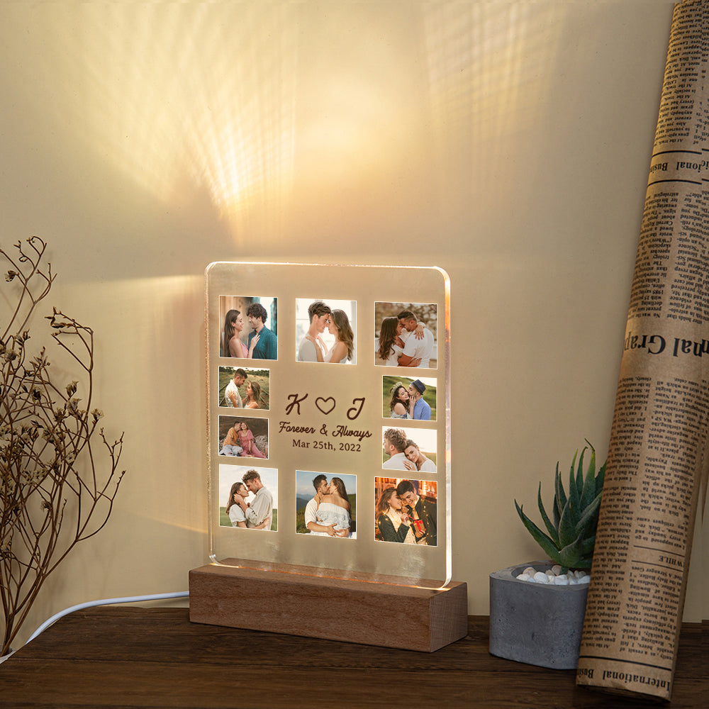 Personalised Couples Initials Photo Night Light
