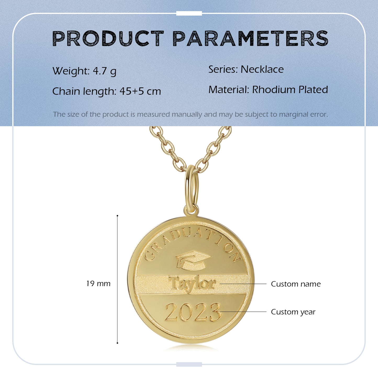 Gold Graduation Personalised Necklace