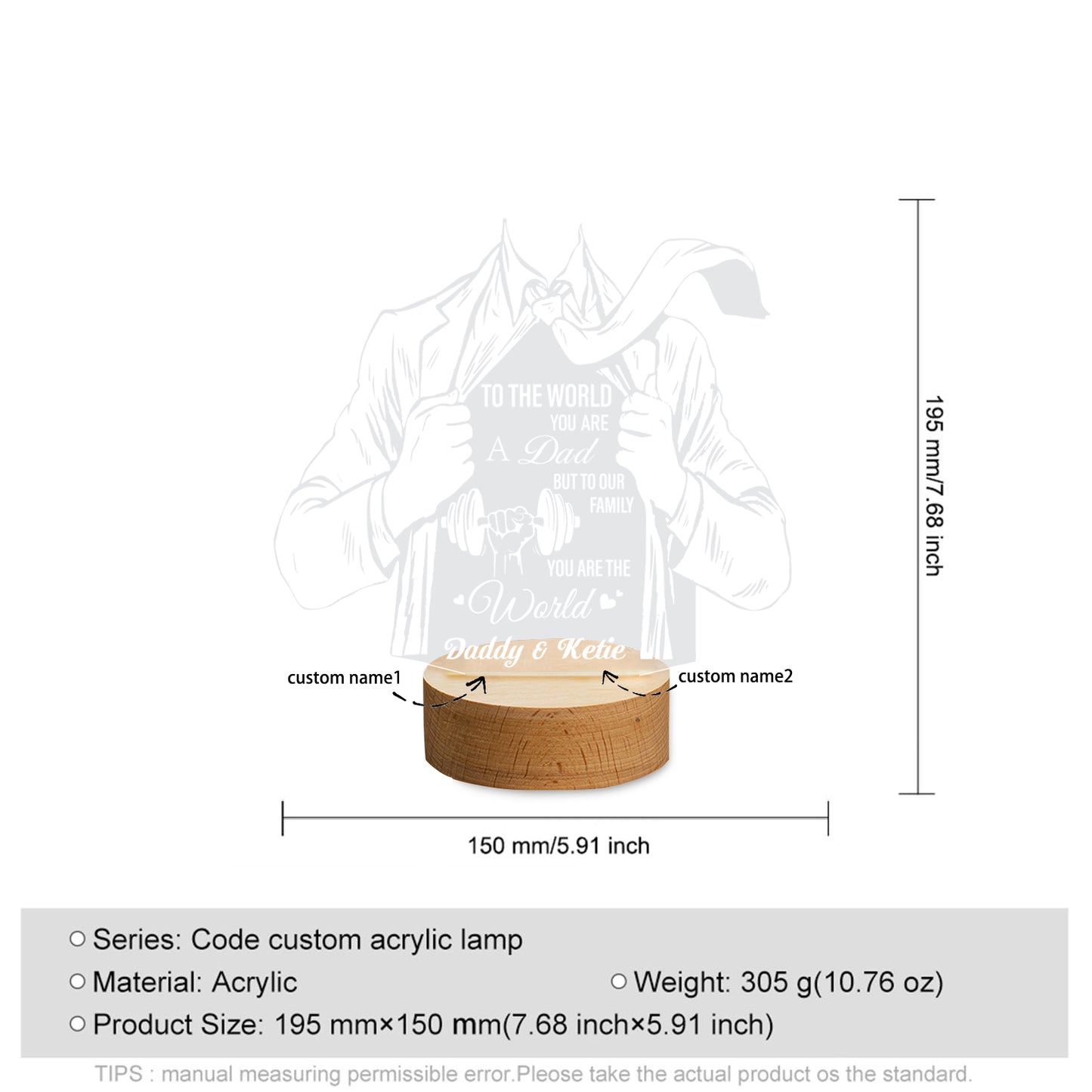 Personalised Super Dad Night Light