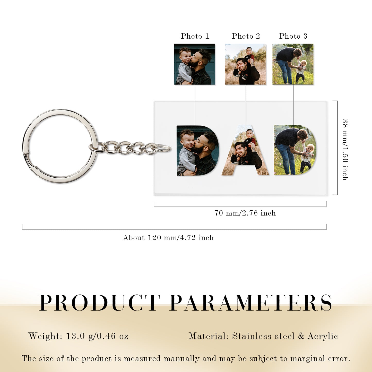 Dad Personalised Photo Keyring