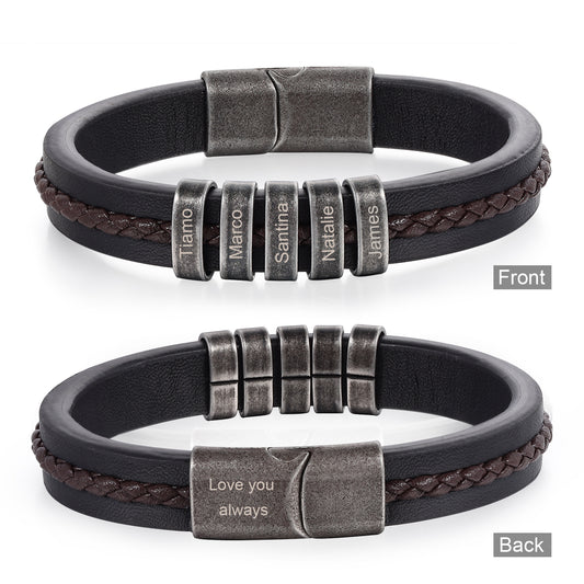 Men's Personalised Rustic Stainless Steel Names Bracelet