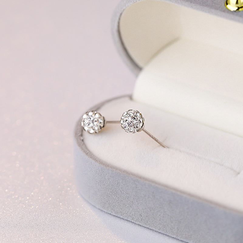 Sterling Silver CZ Ball Stud Earrings