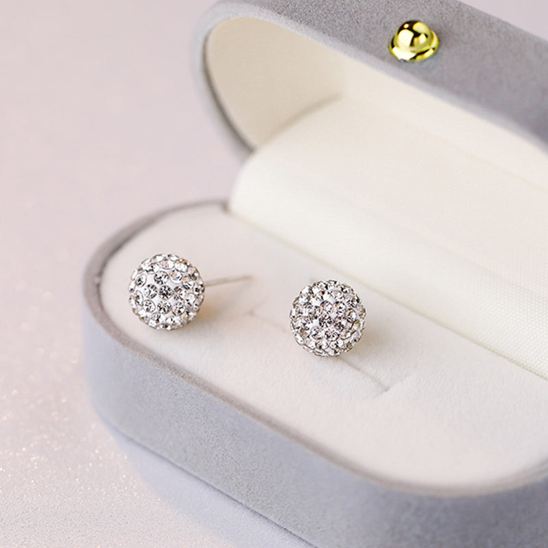 Sterling Silver CZ Ball Stud Earrings
