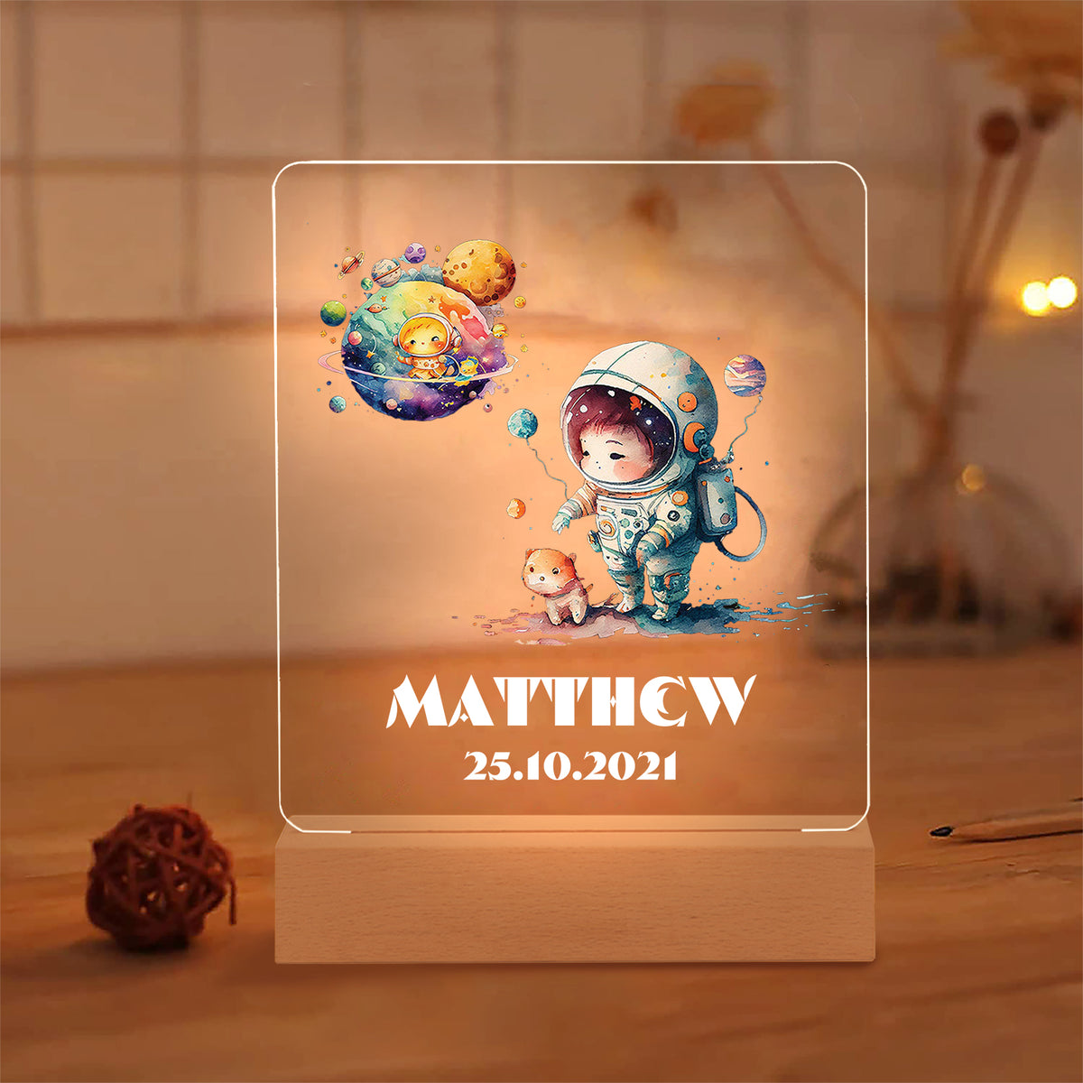 Personalised Astronaut In Space Name Date Night Light Custom personalised-astronaut-in-space-name-date-night-light-custom