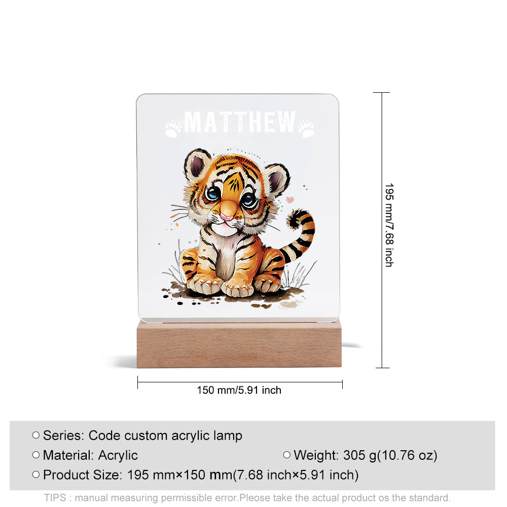 Personalised Tiger Cub Name Night Light
