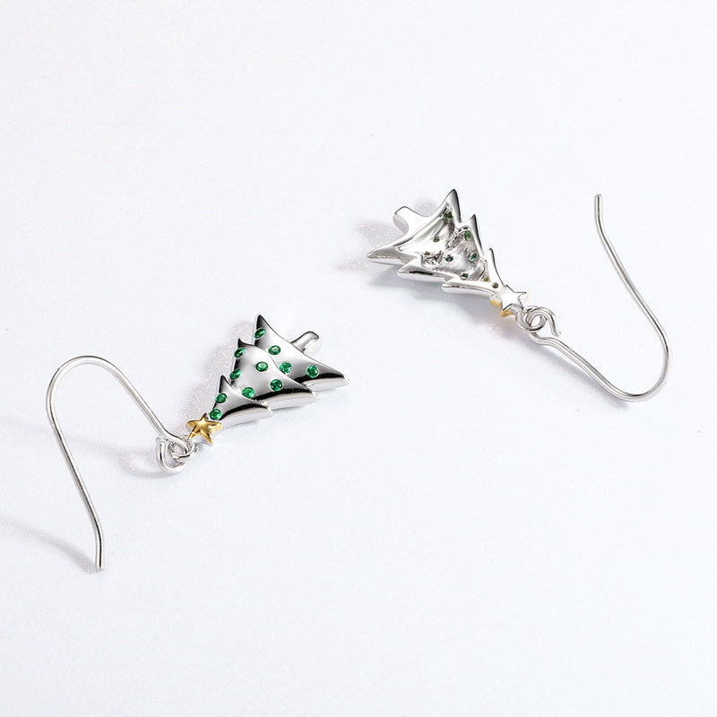 Sterling Silver Christmas Tree Earrings