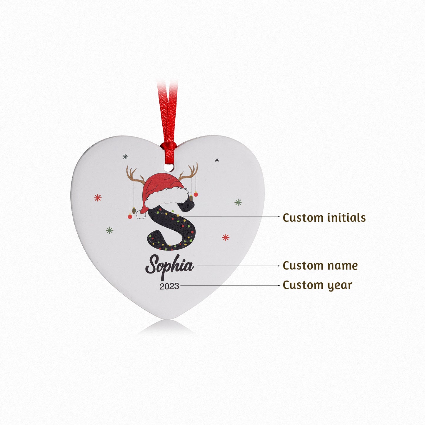 Personalised Ceramic Heart Christmas Tree Ornament