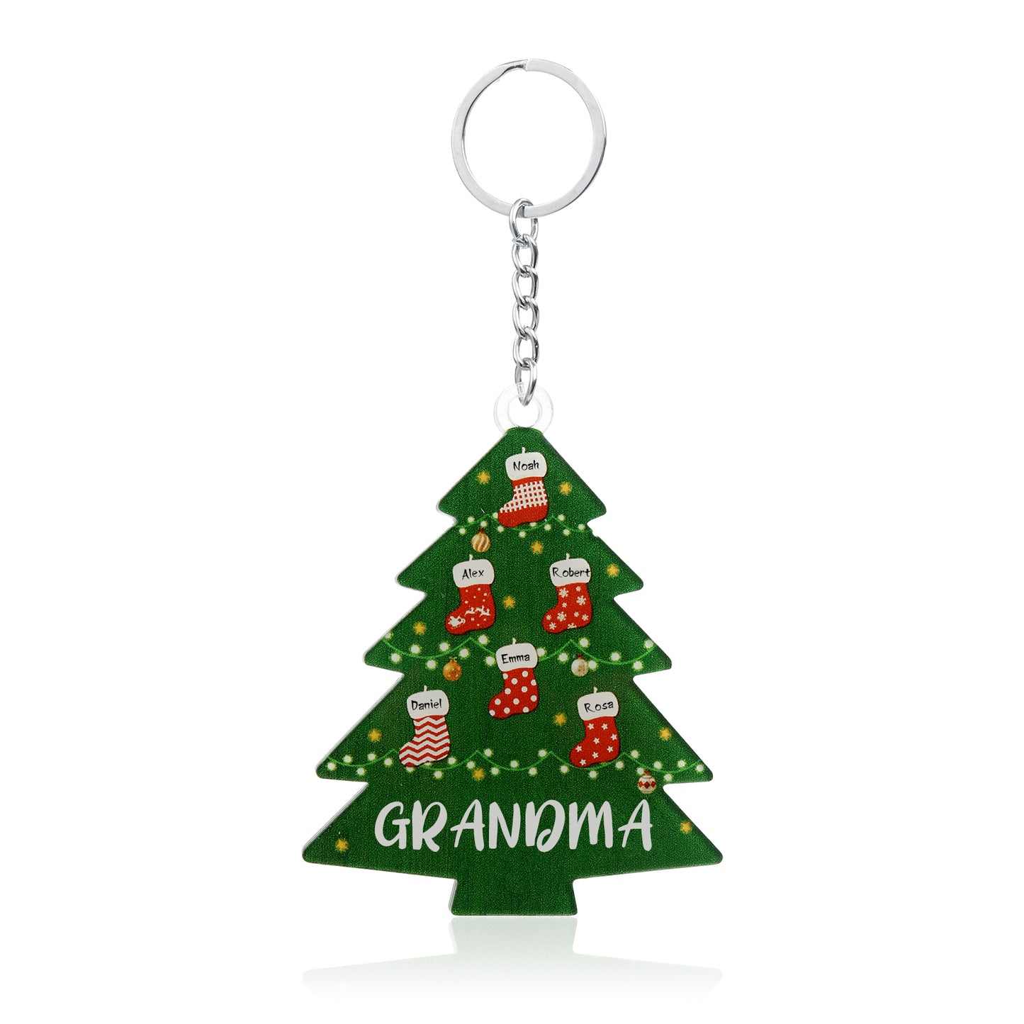 Personalised Christmas Tree Keychain with 2-6 Names