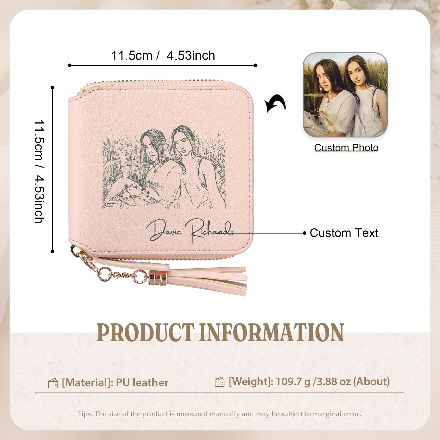 Pink Personalised Photo Purse Wallet