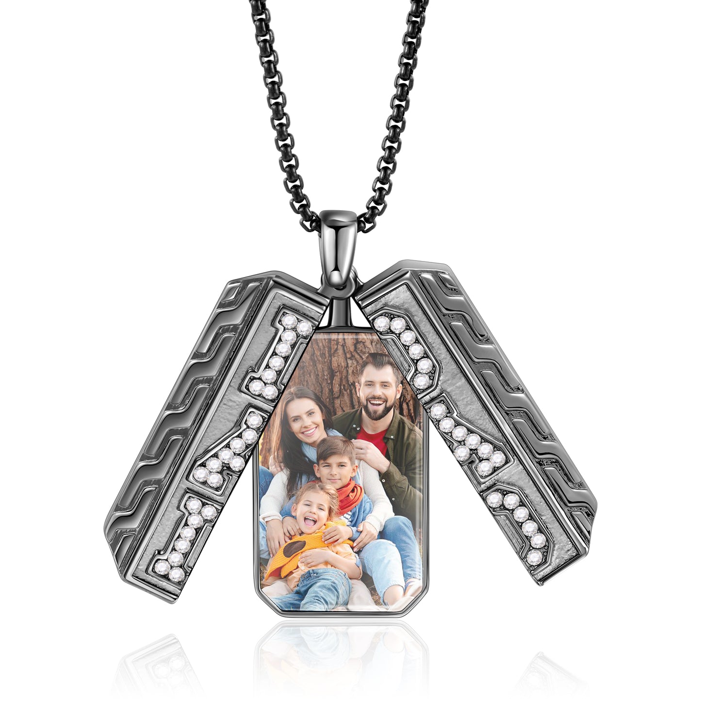 Dad Photo Locket Necklace with Birthstone