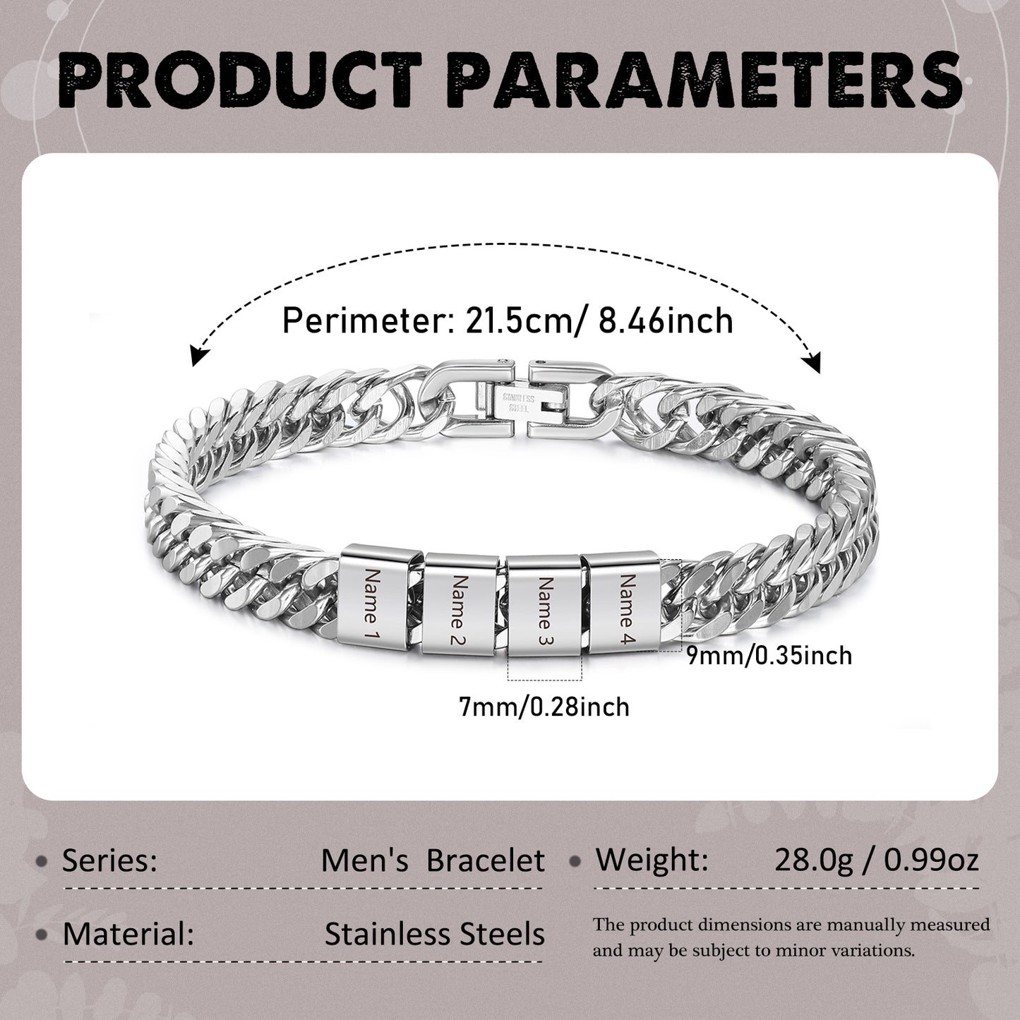 Men's Stainless Steel Names Bracelet