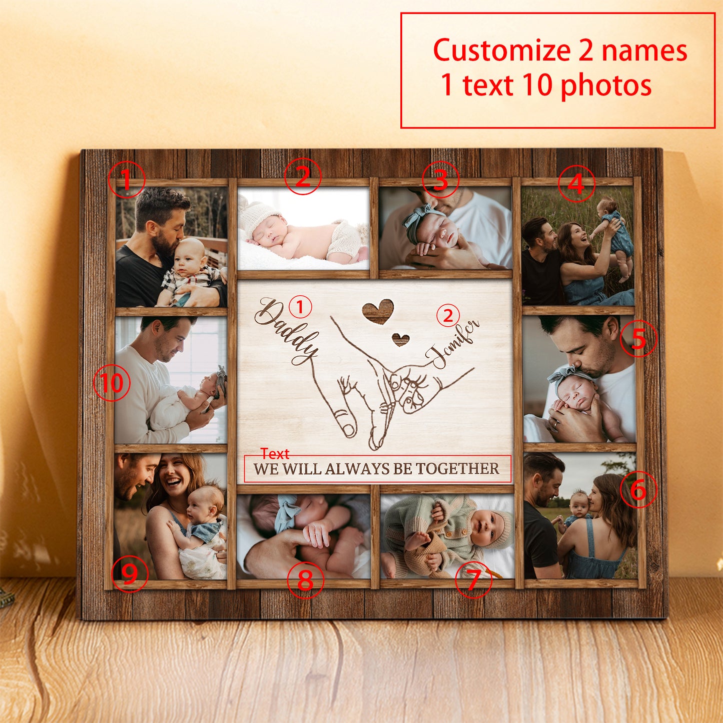 Personalised Wooden Father's Day Photo Collage Frame