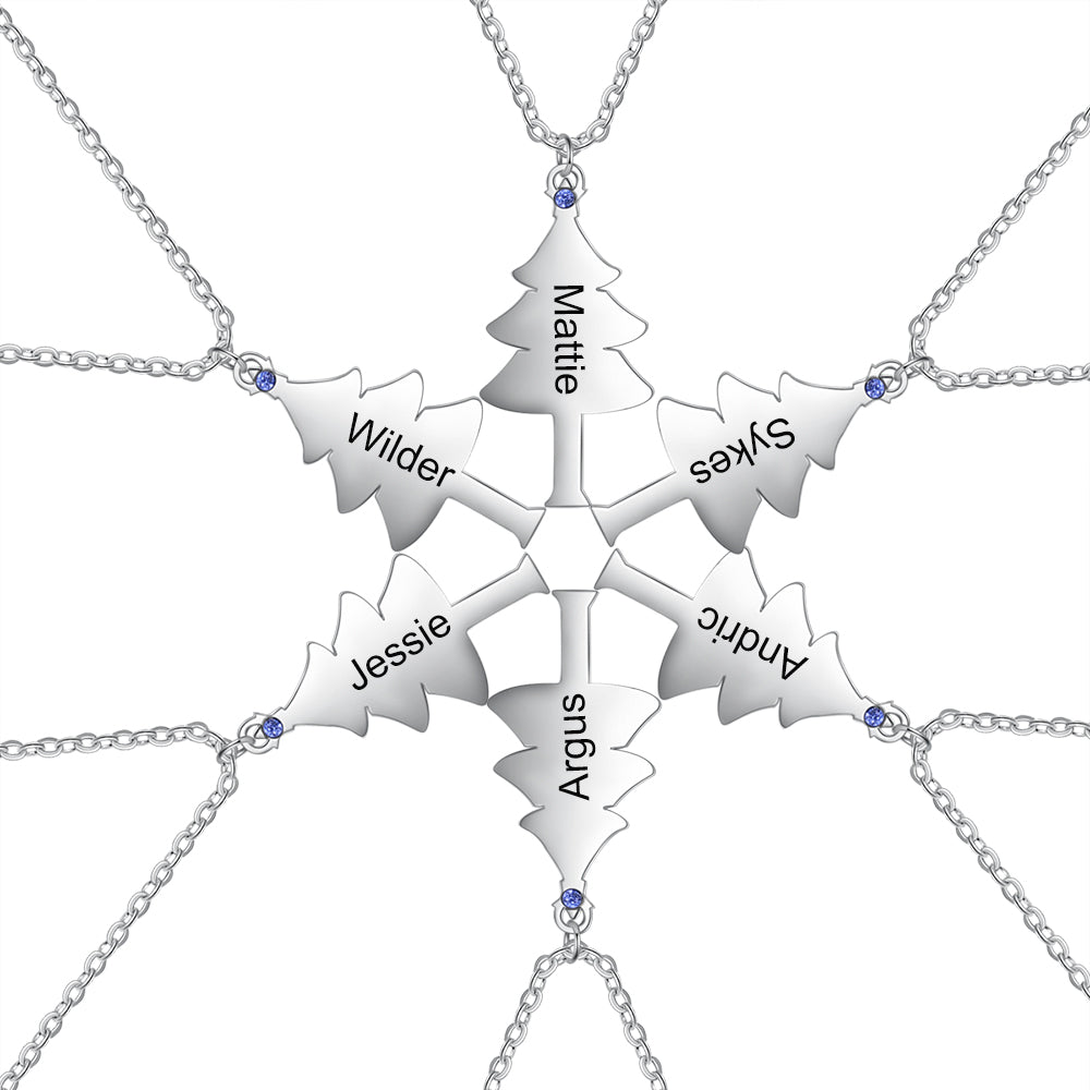 Christmas Tree Personalised Name Necklace with Birthstone