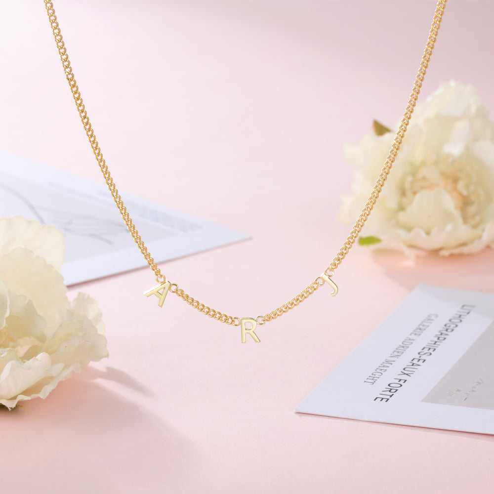 Initials Personalised Necklace on Curb Chain Custom Jewellery Australia