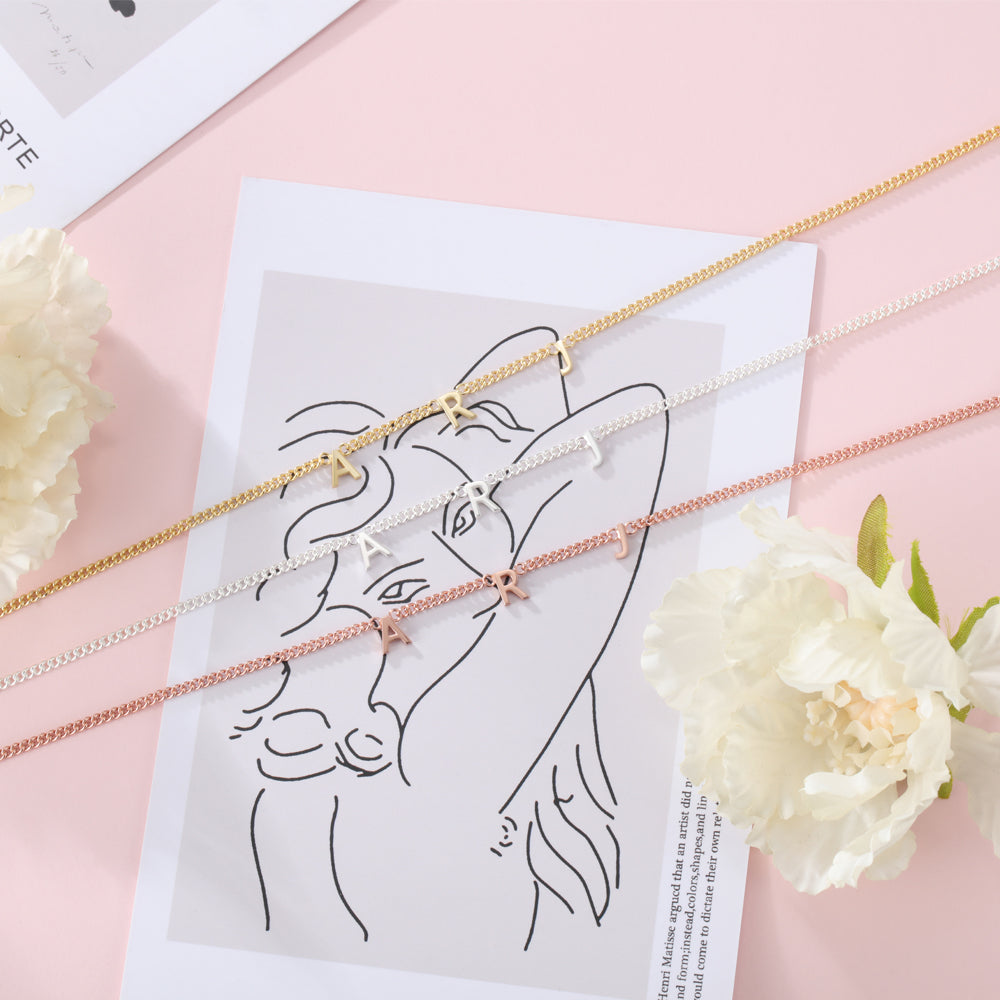 Initials Personalised Necklace on Curb Chain