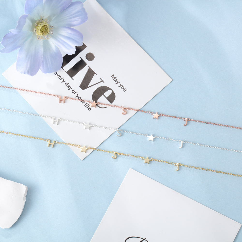 Personalised Initials & Stars Necklace
