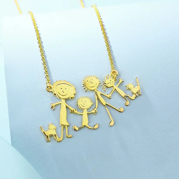 Children Art Drawing Personalised Necklace