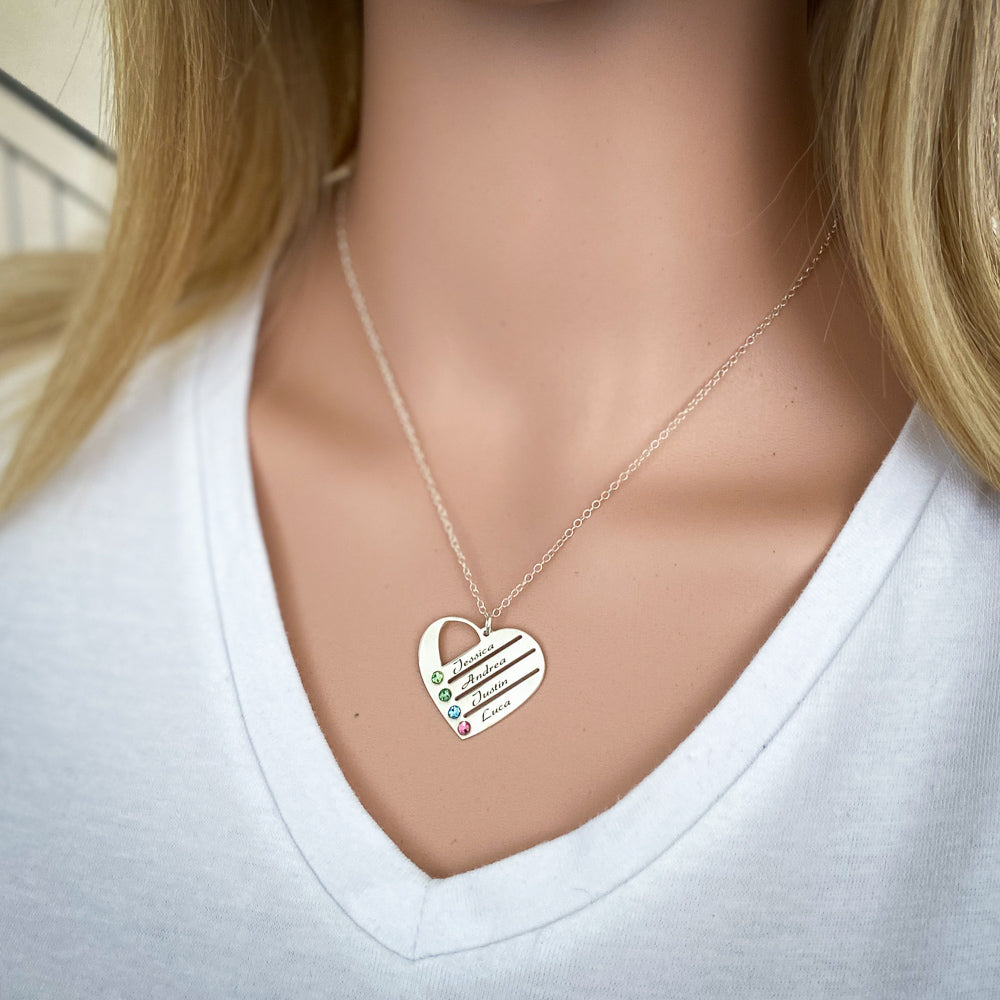 Family Heart Personalised Necklace- 4 Names