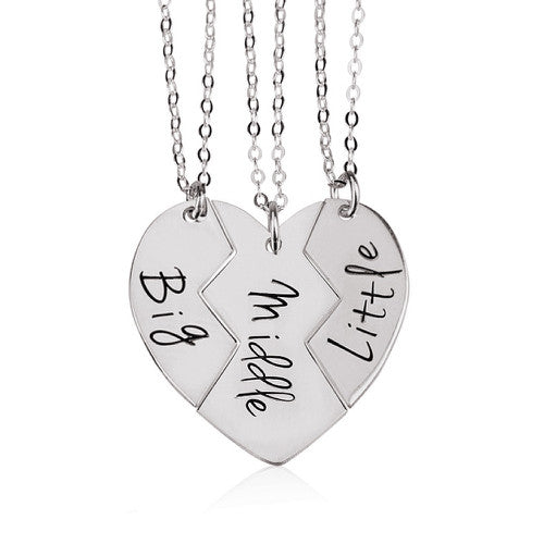 3 Siblings/Sisters Personalised Necklaces