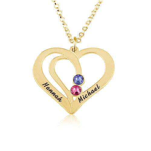 Heart & Birthstones Personalised Necklace