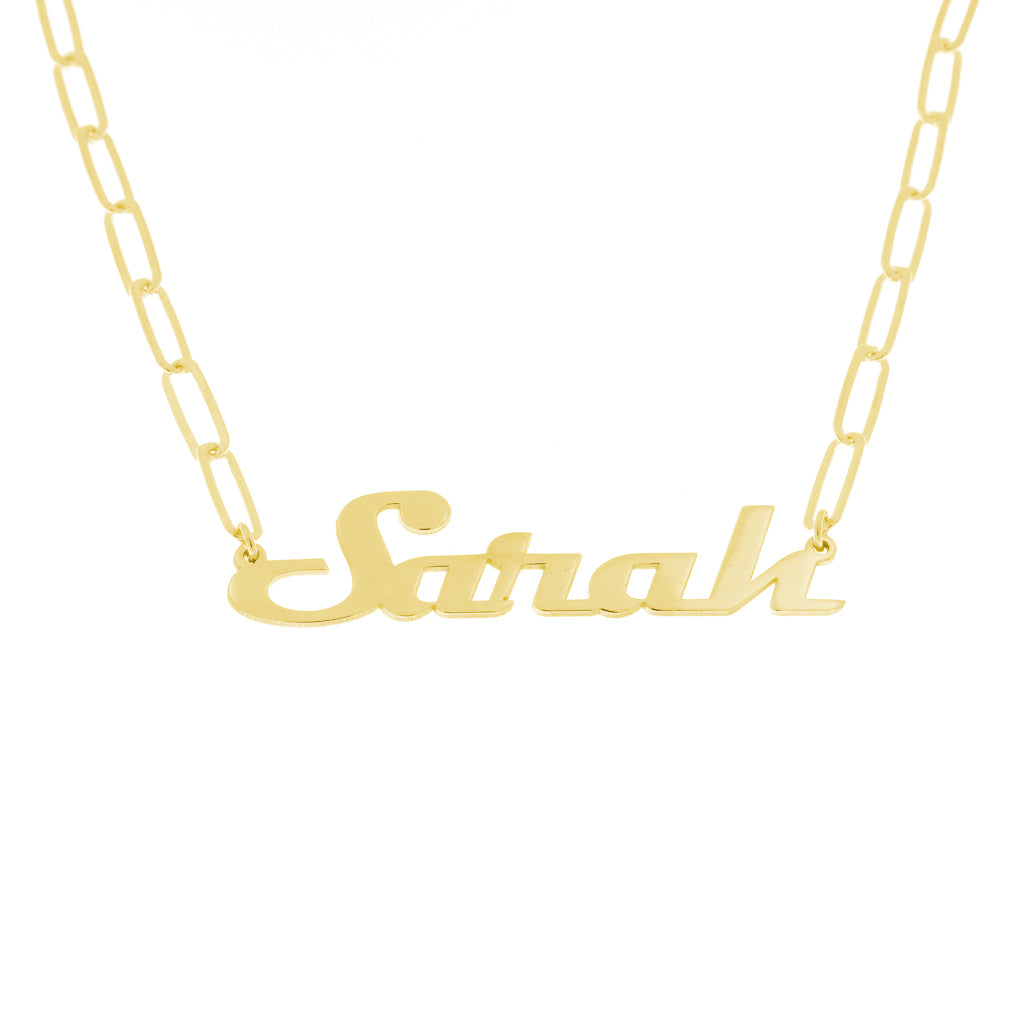 Personalised Retro Name Necklace on Paper Clip Chain