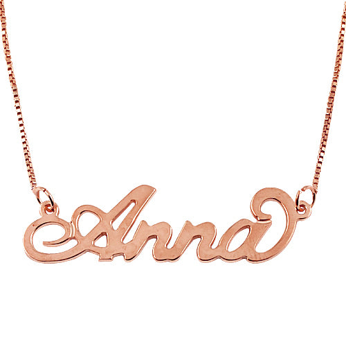 14K Solid Gold Personalised Carrie Style Name Necklace