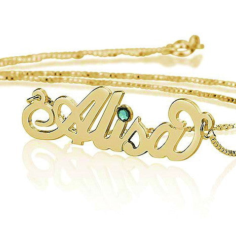 Carrie Style Name Personalised Necklace with Birthstone