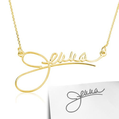 14K Solid Gold Personalised Signature/ Handwriting Necklace