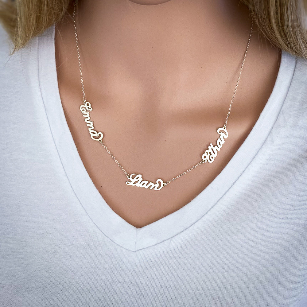 Three Names Personalised Carrie Style Necklace