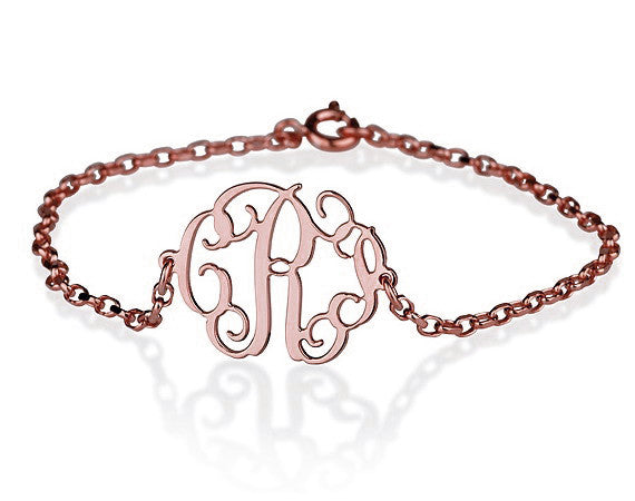 18K Rose Gold Plated Personalised Monogram Bracelet