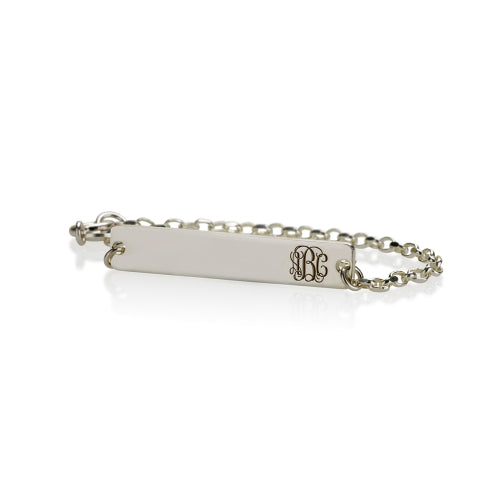 Sterling Silver Personalised Monogram Bar Bracelet
